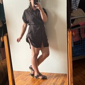 ALICE + OLIVIA Minimalist Brown Shirt Dress